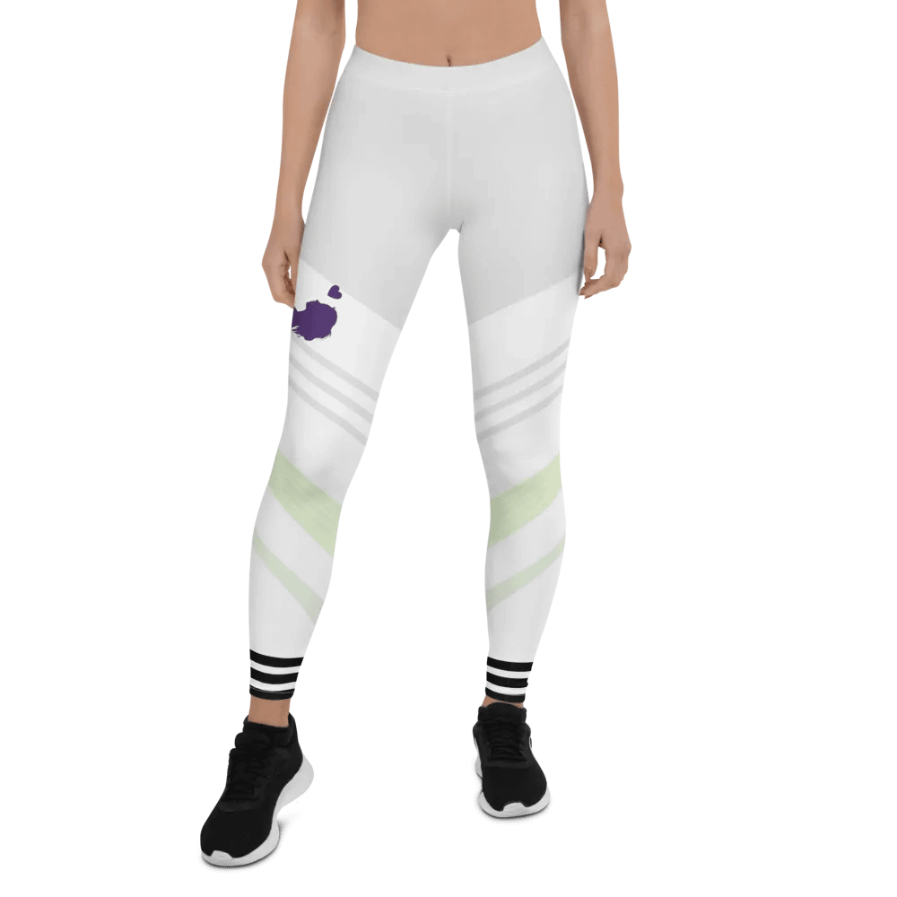 All-Over Print Leggings-Backfill Geometric 163 with Pink Lady design, black stripes. product image (1)