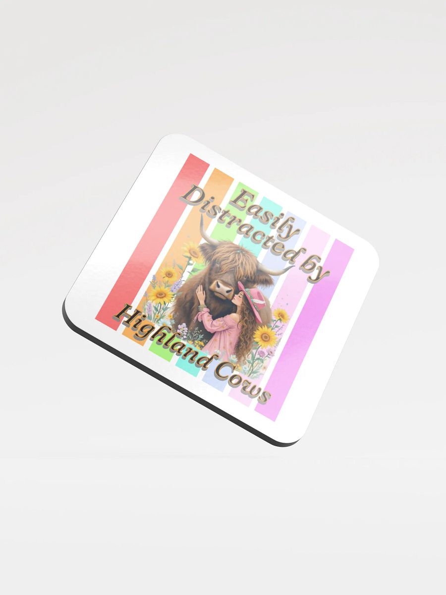 Easily Distracted By Highland Cows Embrace Cork Coaster product image (2)
