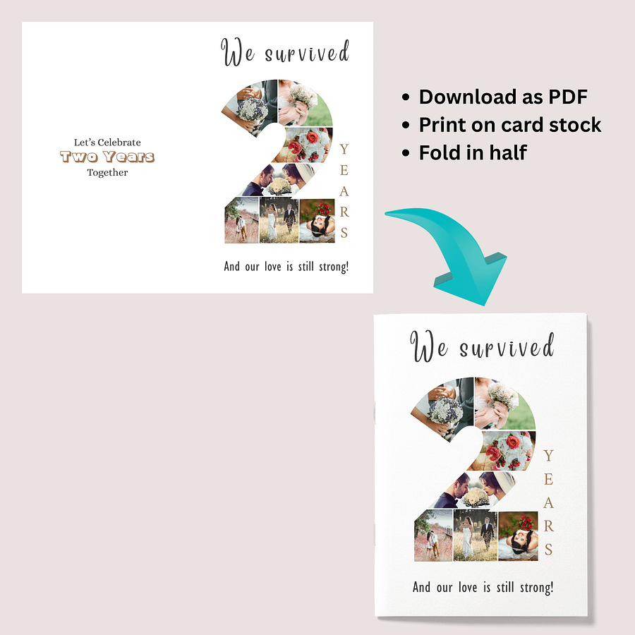 2 Year Anniversary Photo Card Editable Canva Template product image (8)