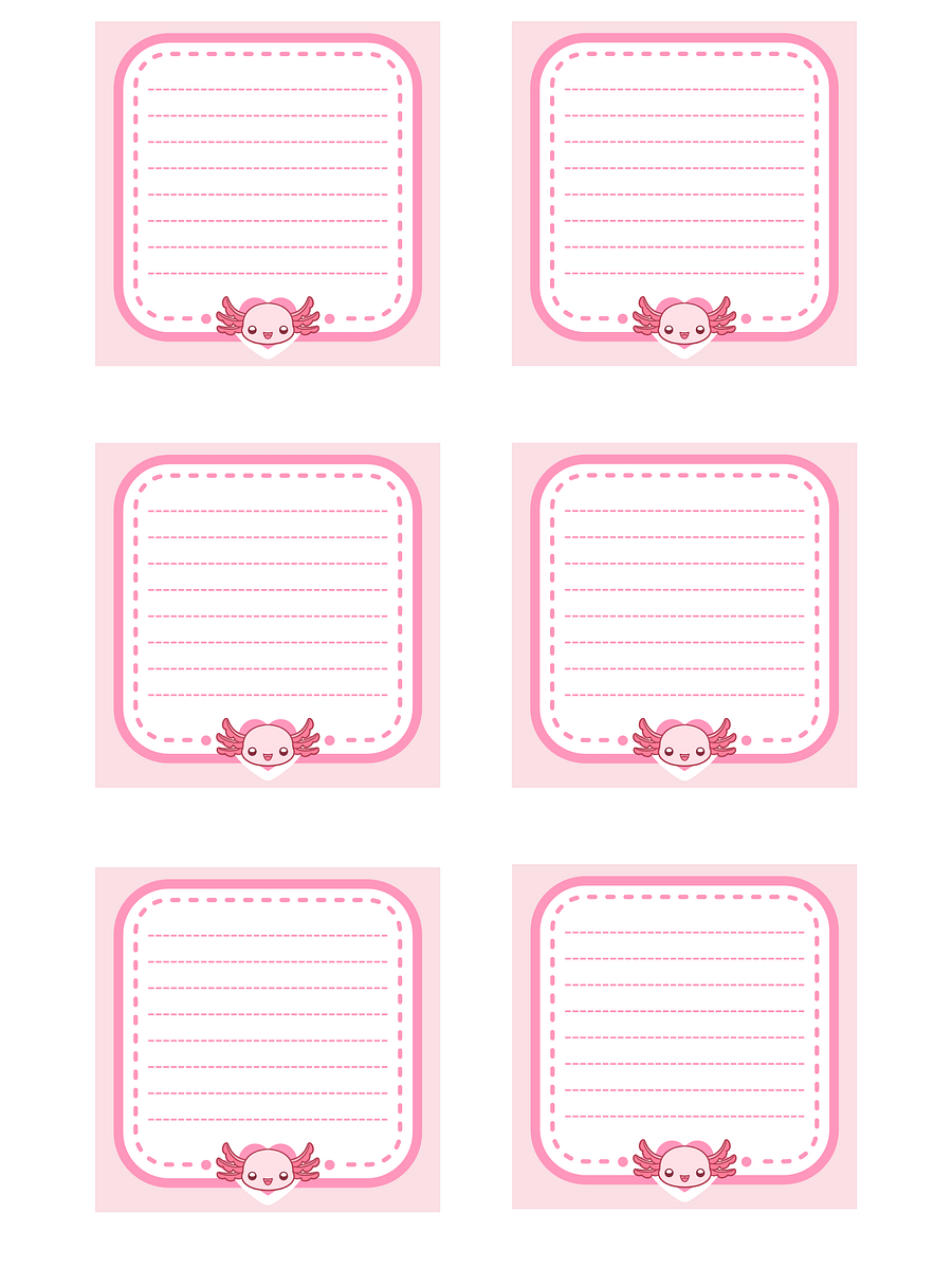 Printable Happy Axolotl Memo Pad product image (1)