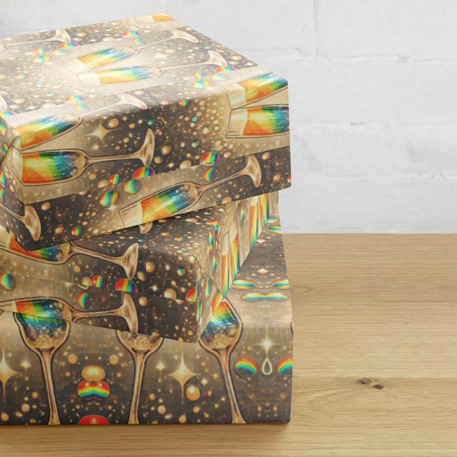 Rainbow Champagne Celebration Wrapping Paper Set product image (10)
