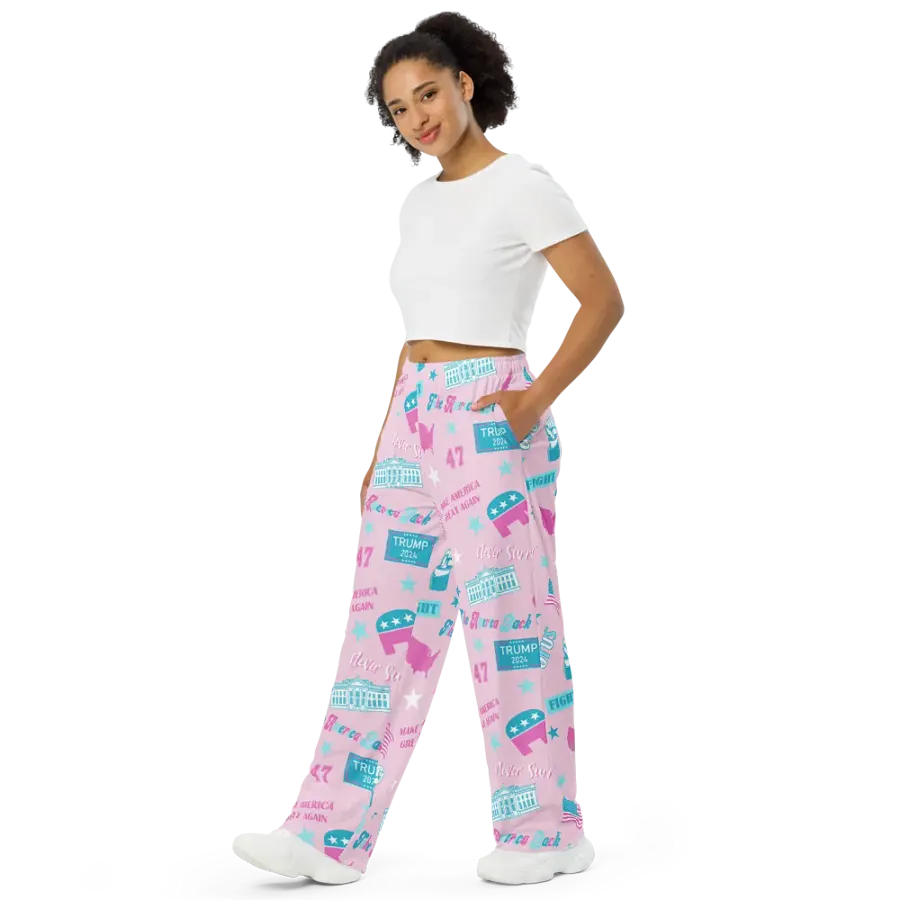 Trump 2024 Election-Themed Patriot Make America Great Again Pink Pattern Pajama Pant product image (10)