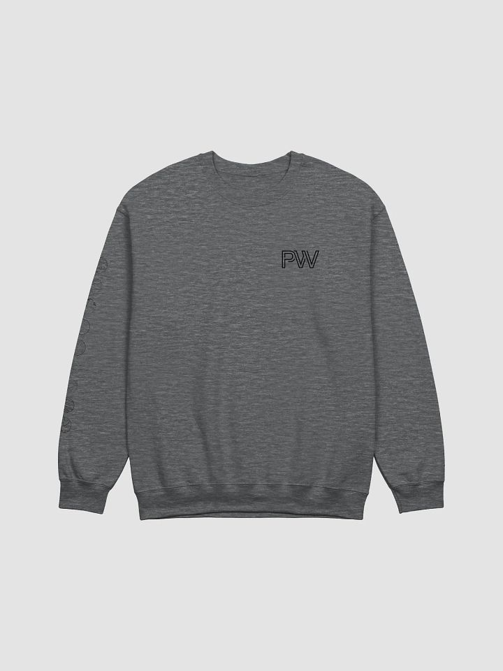 PW and vertical planets on sleeve - black decals - unisex crewneck sweater product image (3)