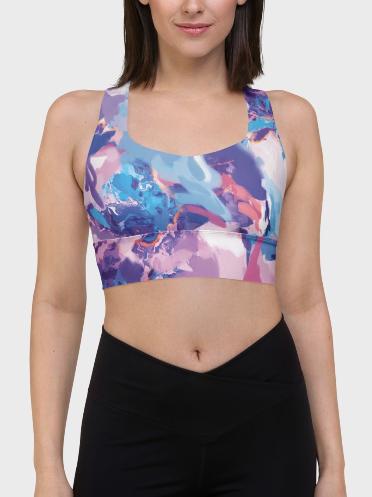Hight Impact Sport Bra "Marble Effect Pastel Blue Purple Dreamy Waves" product image (4)