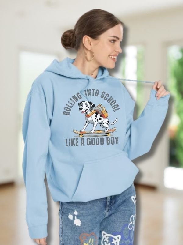 rolling into school like a good boy unisex hoodie product image (1)
