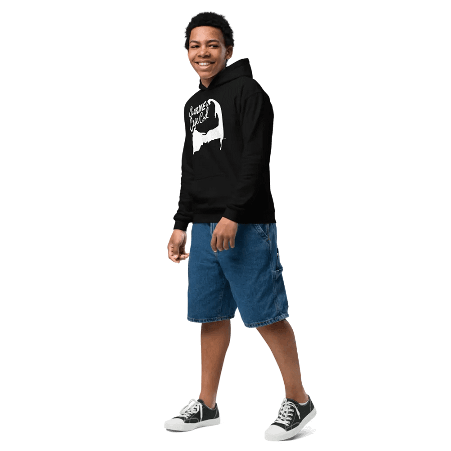 Boys' | BOURNE to Cape Cod™ | DTG Vintage Print | Youth Heavy Blend Hooded Sweatshirt | Rugged, Cozy, Adventure-Ready | White Logo product image (3)