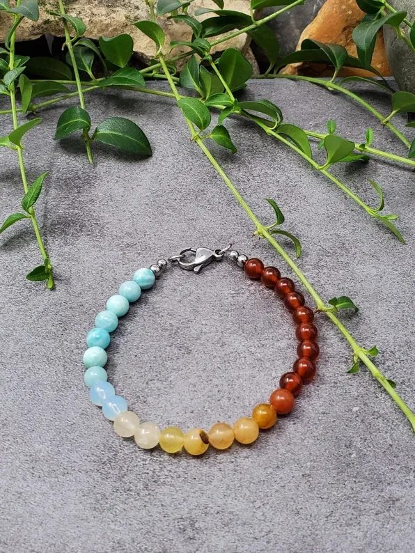 Water Phoenix Bracelet | Amazonite, Opalite, Yellow Jade & Carnelian Flow + Transformation Jewelry product image (1)