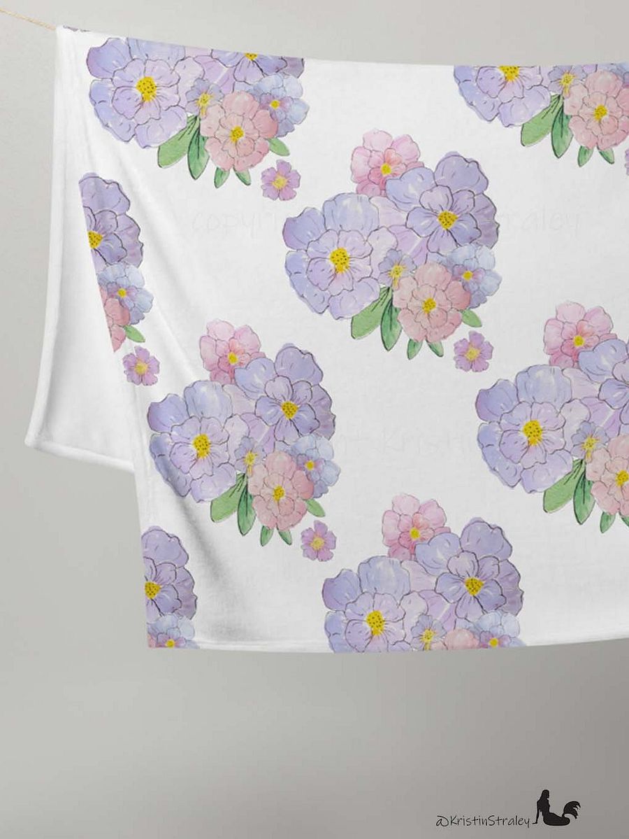 Lavender Flower Bouquet Fleece Throw Blanket product image (3)