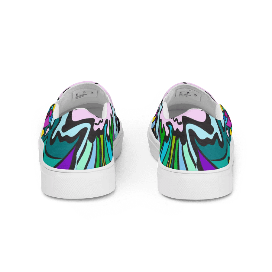 Swirling Symphony Women's Canvas Slip-Ons - Wave at Sunset product image (4)