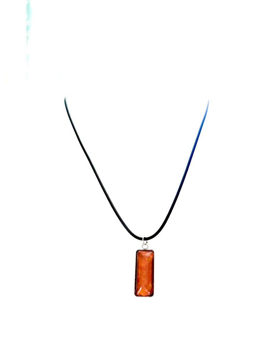 Electric Tide Pendant Necklace | Amber Orange Tangerine | Rectangle Cabochon | Monique Faella Designs™ | MFD-00156 product image (4)
