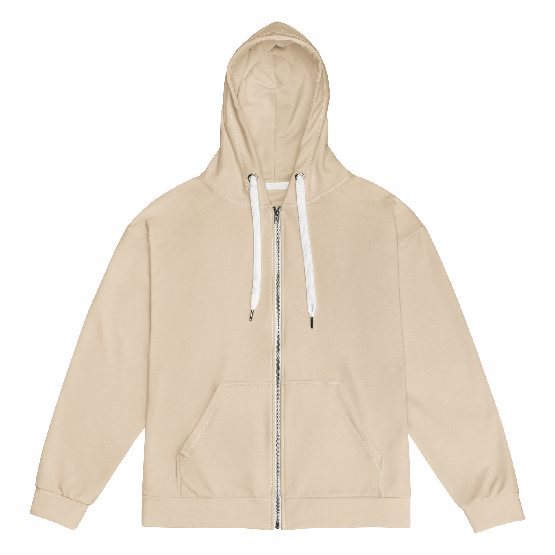 Champagne Beige Nude Solid Color Eco Friendly Unisex Zip Hoodie (Black Strings & Stitches) product image (1)