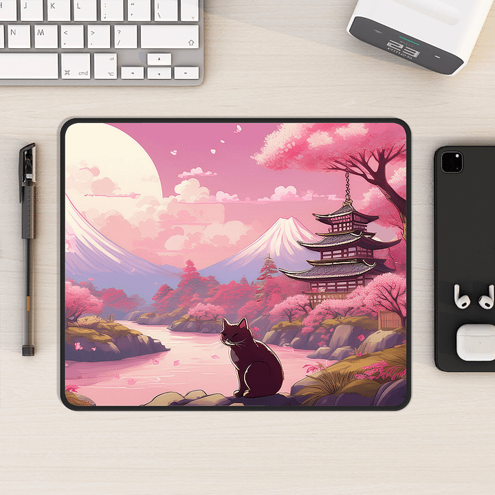 Whiskered Blossoms Small Mouse Pad (7 x 9) product image (1)