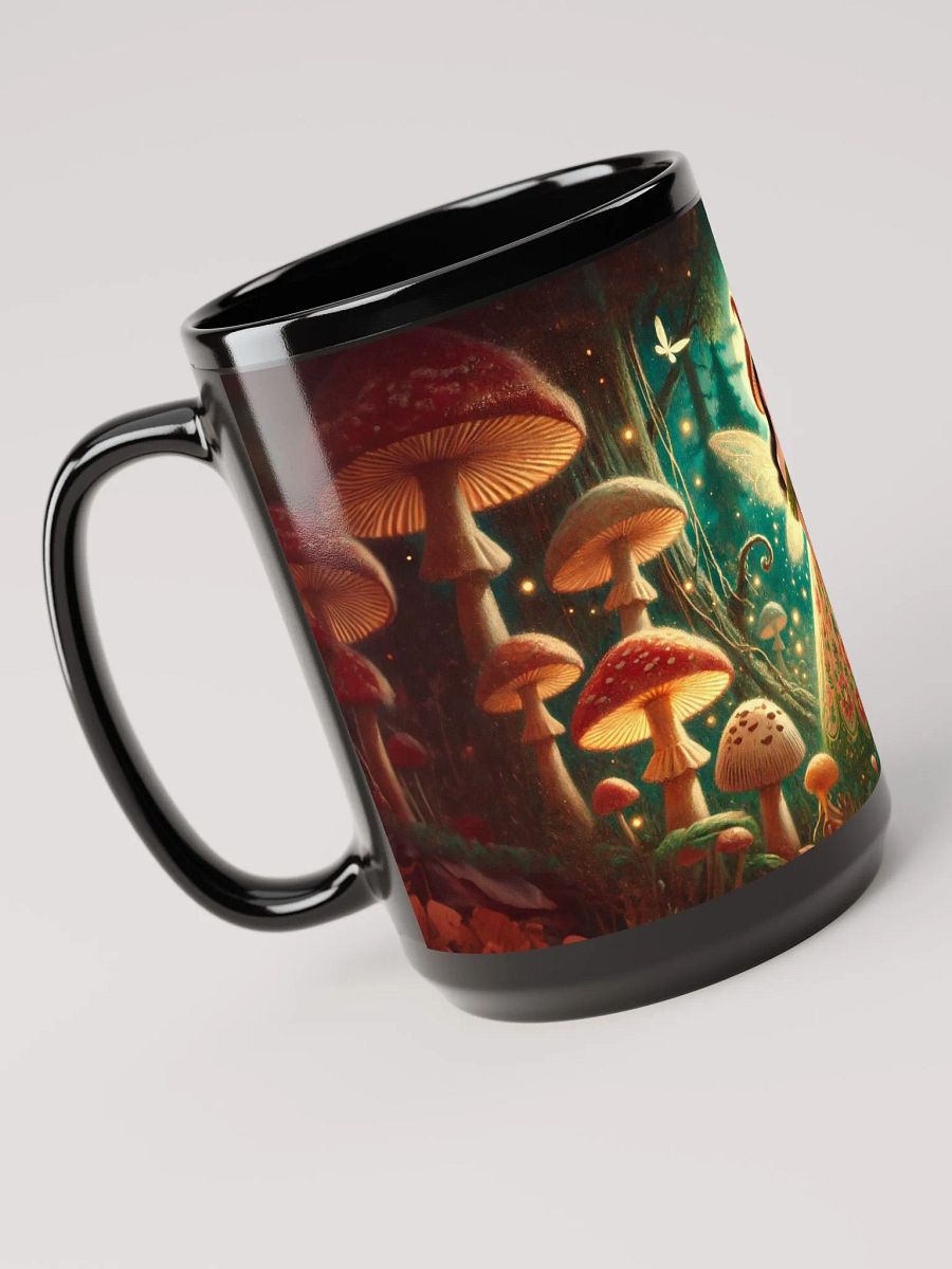 Mushroom Fairy Coffee Cup - 15 oz Black Glossy Mug product image (4)
