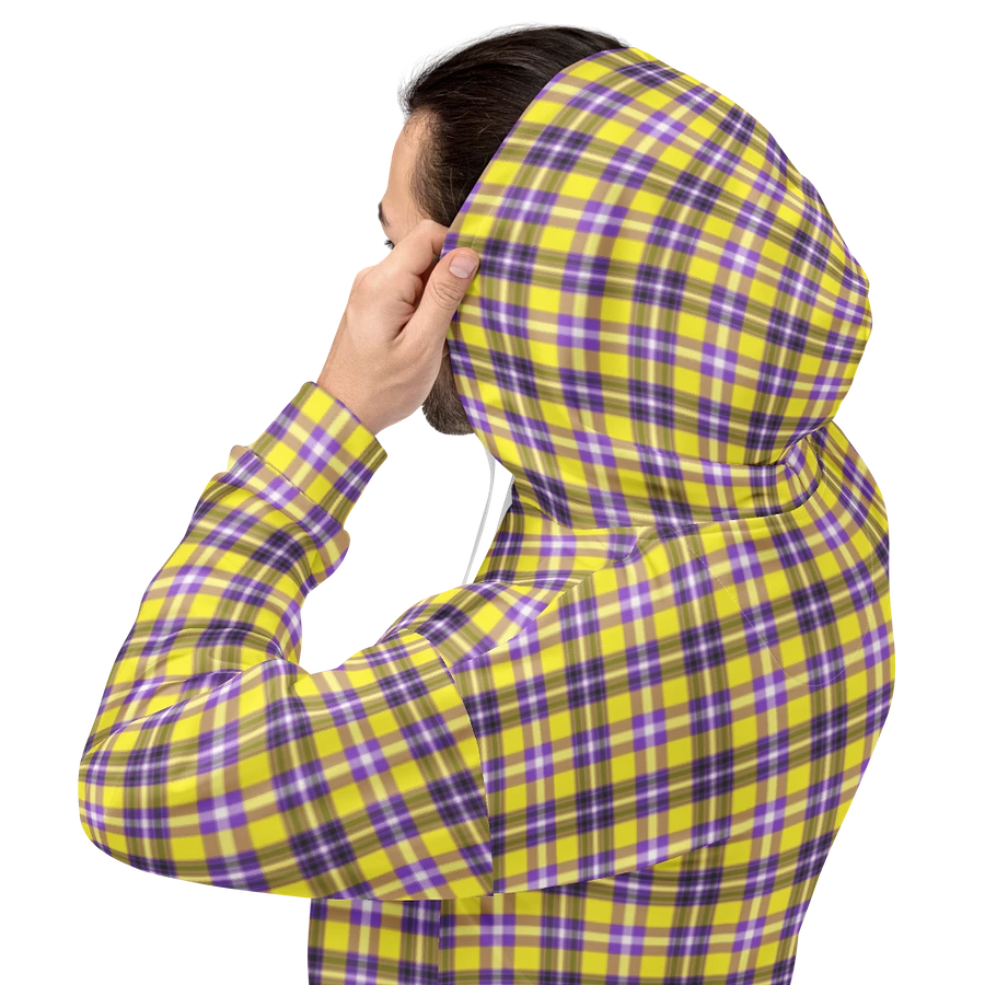 Bright Yellow and Purple Plaid Hoodie product image (8)
