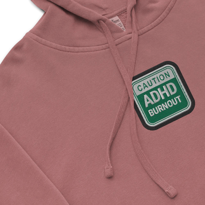 CAUTION: ADHD BURNOUT embroidered pigment hoodie (green bubble design 2) product image (1)