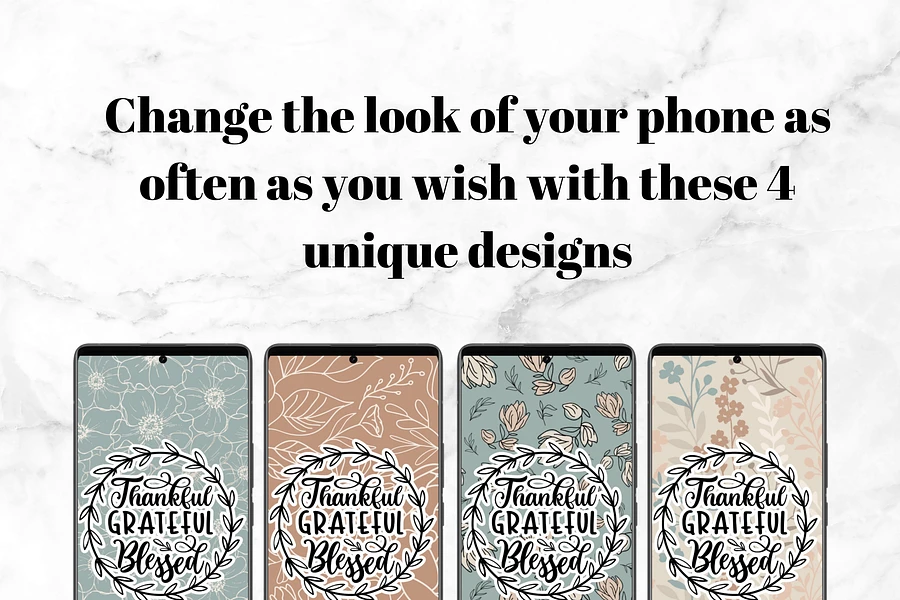 Thankful Grateful Blessed Set of 4 Phone Wallpapers #527 product image (3)