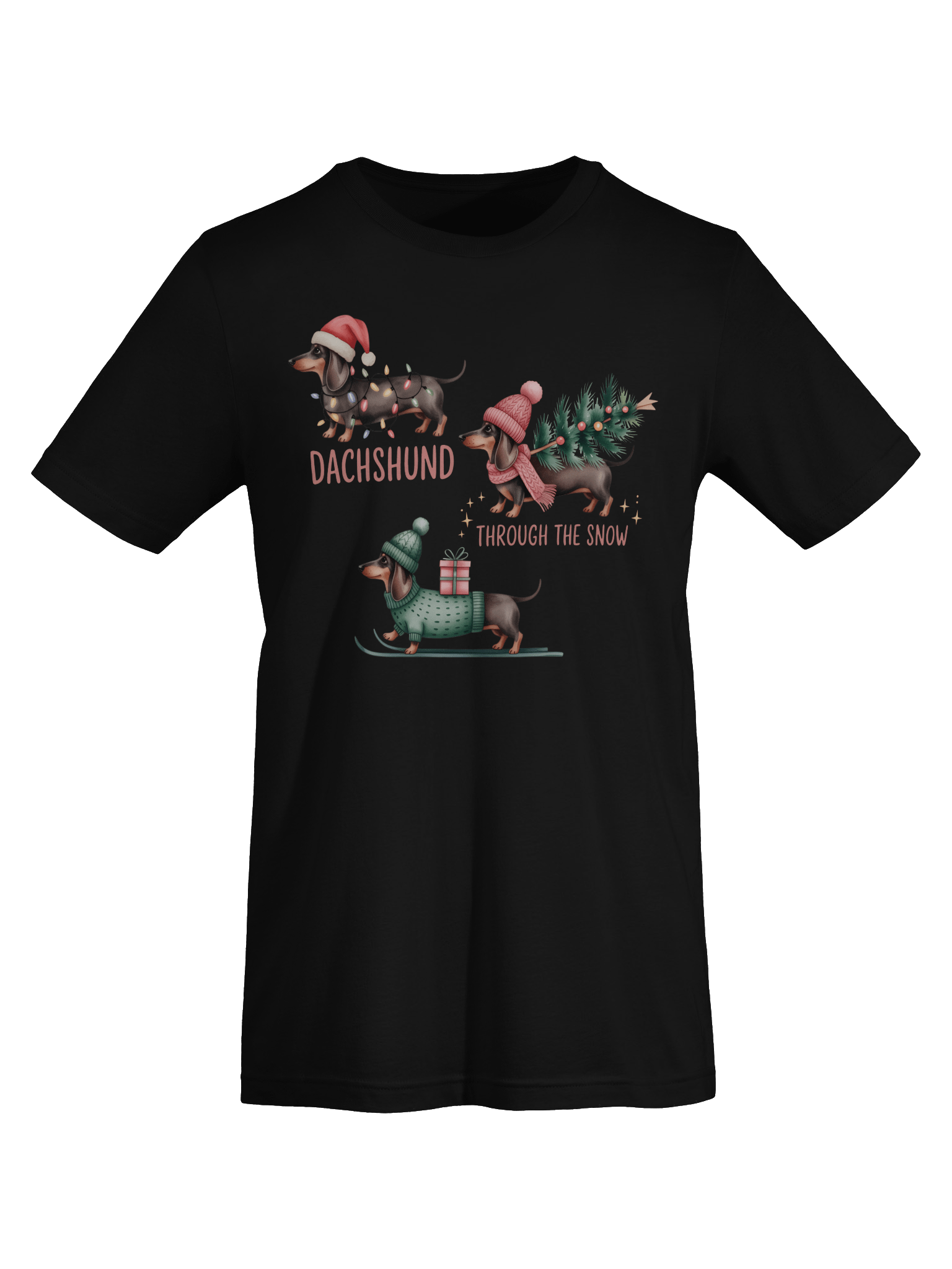 Dachshund Through The Snow T-Shirt – Cute Christmas Wiener Dog Pun product image (8)