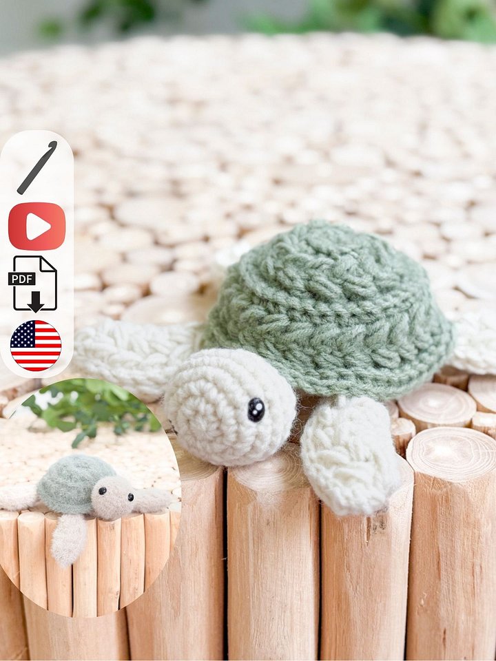 No-Sew Turtle Crochet Pattern with Wheat Stitch Texture product image (1)