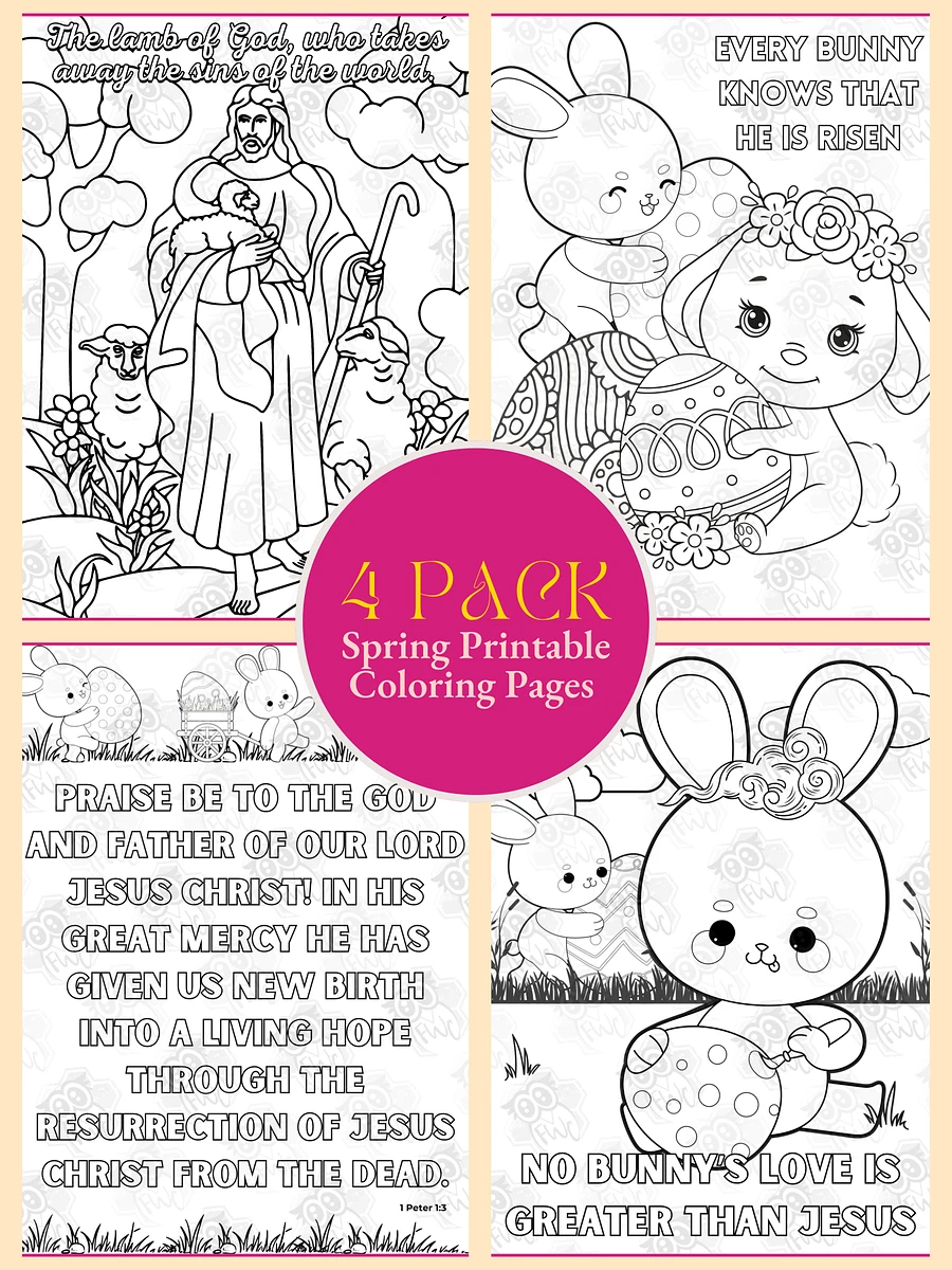 4 Pack Cute Easter Printable Coloring Pages product image (6)