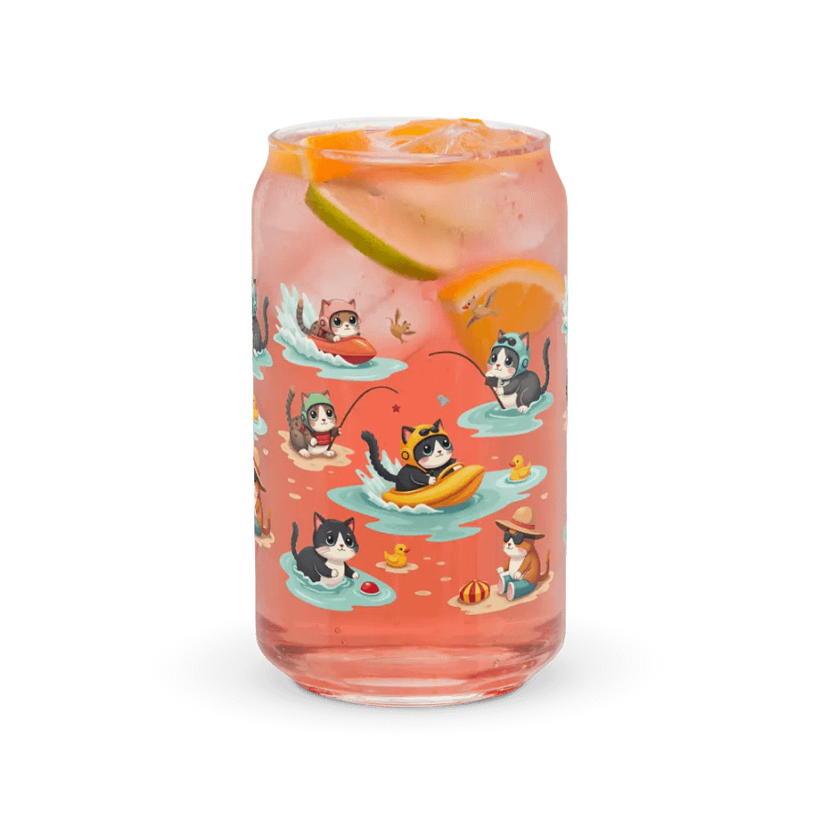 Purrfectly Fun Day in Destin Beach Cat-Inspired Can-Shaped Glass ( Libby Glass ) product image (8)