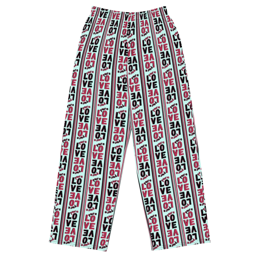 Pure Love Stripes on light green - Unisex Wide-Leg Pants product image (6)