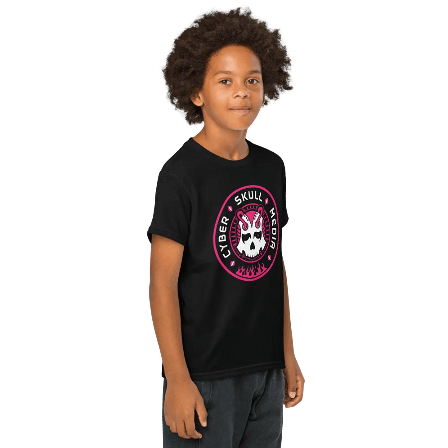 Youth Cyber Skull Media Logo Tee | Pink product image (4)