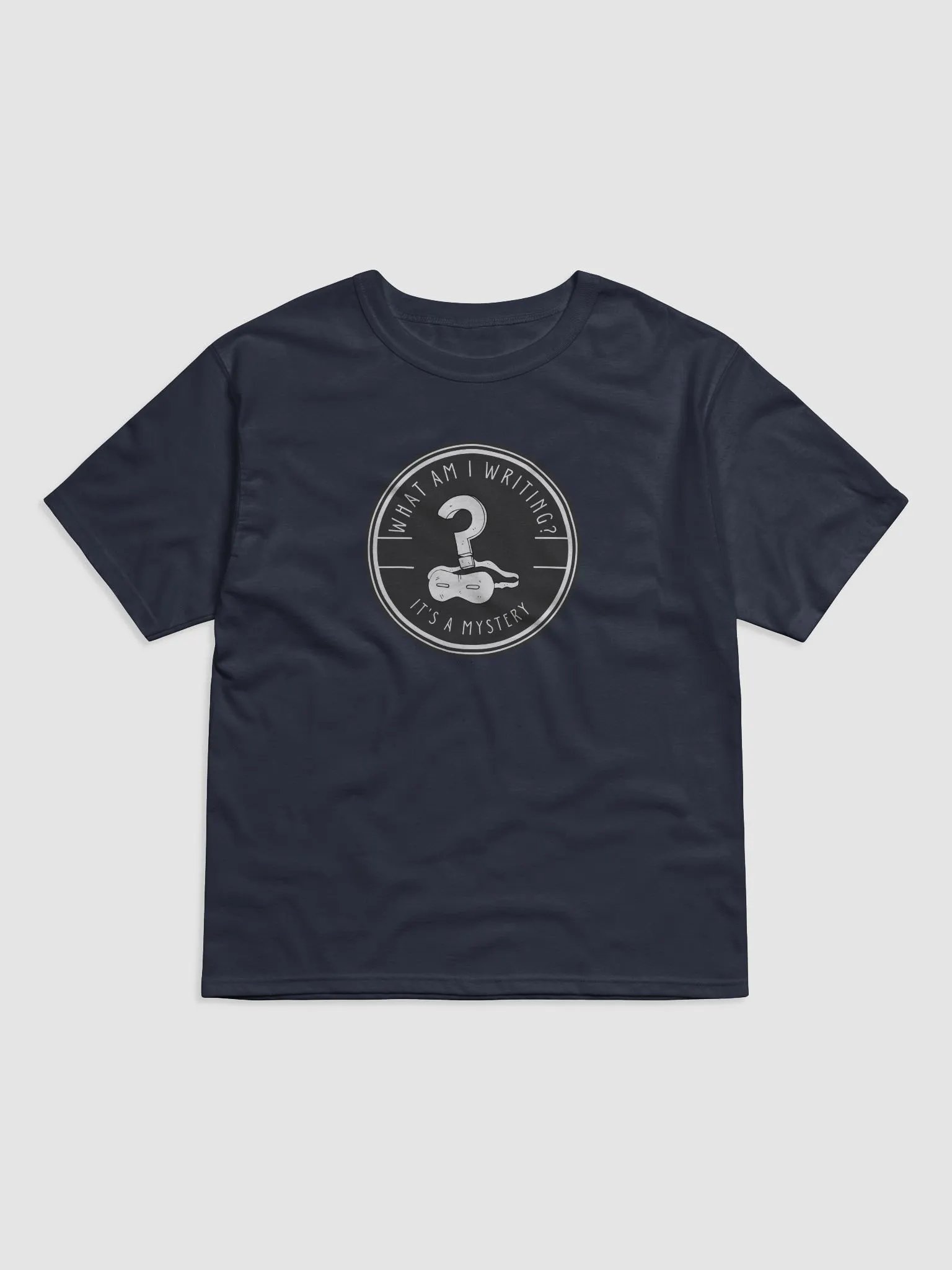 What am I Writing? It's a Mystery relaxed navy t-shirt product image (1)