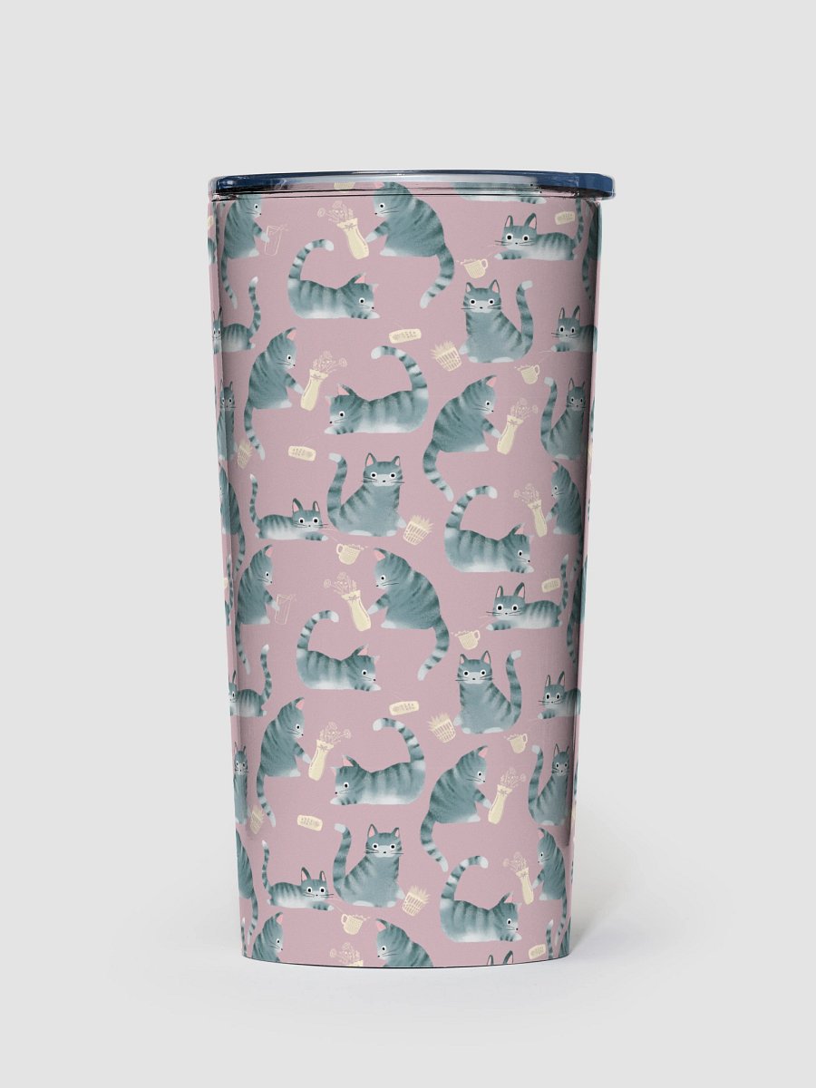 Bad Grey Tabby Cats Knocking Stuff Over Tumbler, Pink product image (1)