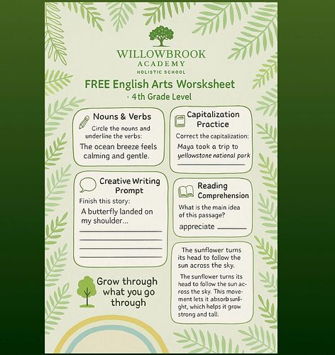 🌳⭐️😎 Freebie Alert! 😎⭐️🌳
Parents, teachers, homeschoolers — we made this just for you!
A 4th Grade English Arts worksheet tha...
