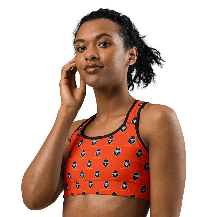 Synthsquatch Fitness Bigfoot Monogram Logo All-Over Print Sports Bra (Neon Orange) product image (2)