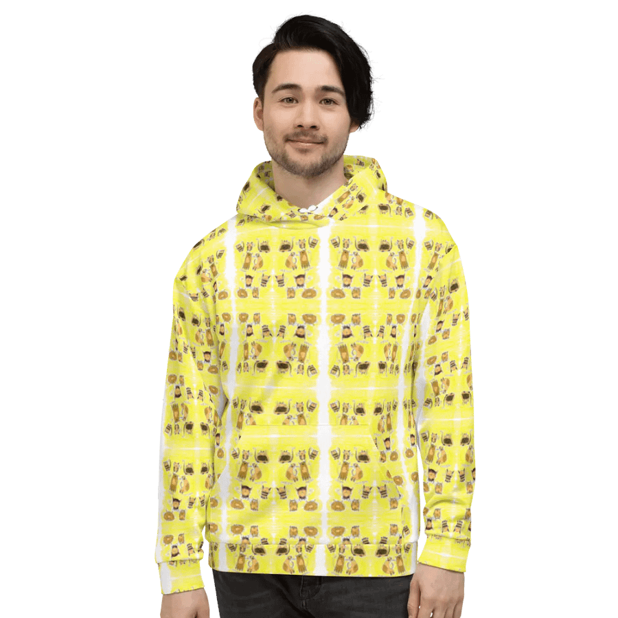 Abstract Doodle Cats Unisex All Over Print Pull Over Hoodie product image (2)