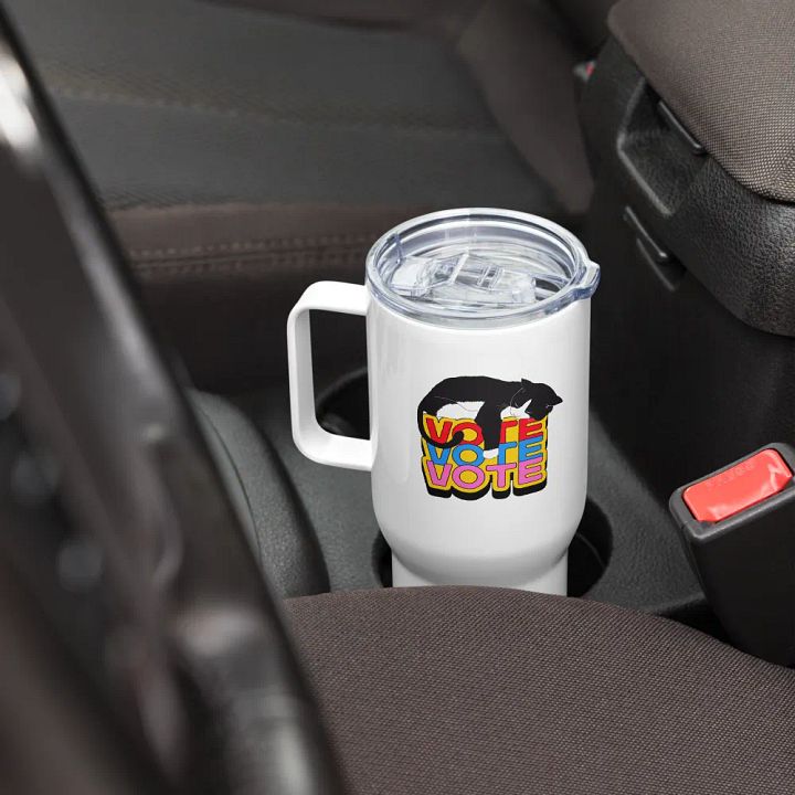 Slumbering Cat Vote Travel Mug With Handle product image (2)