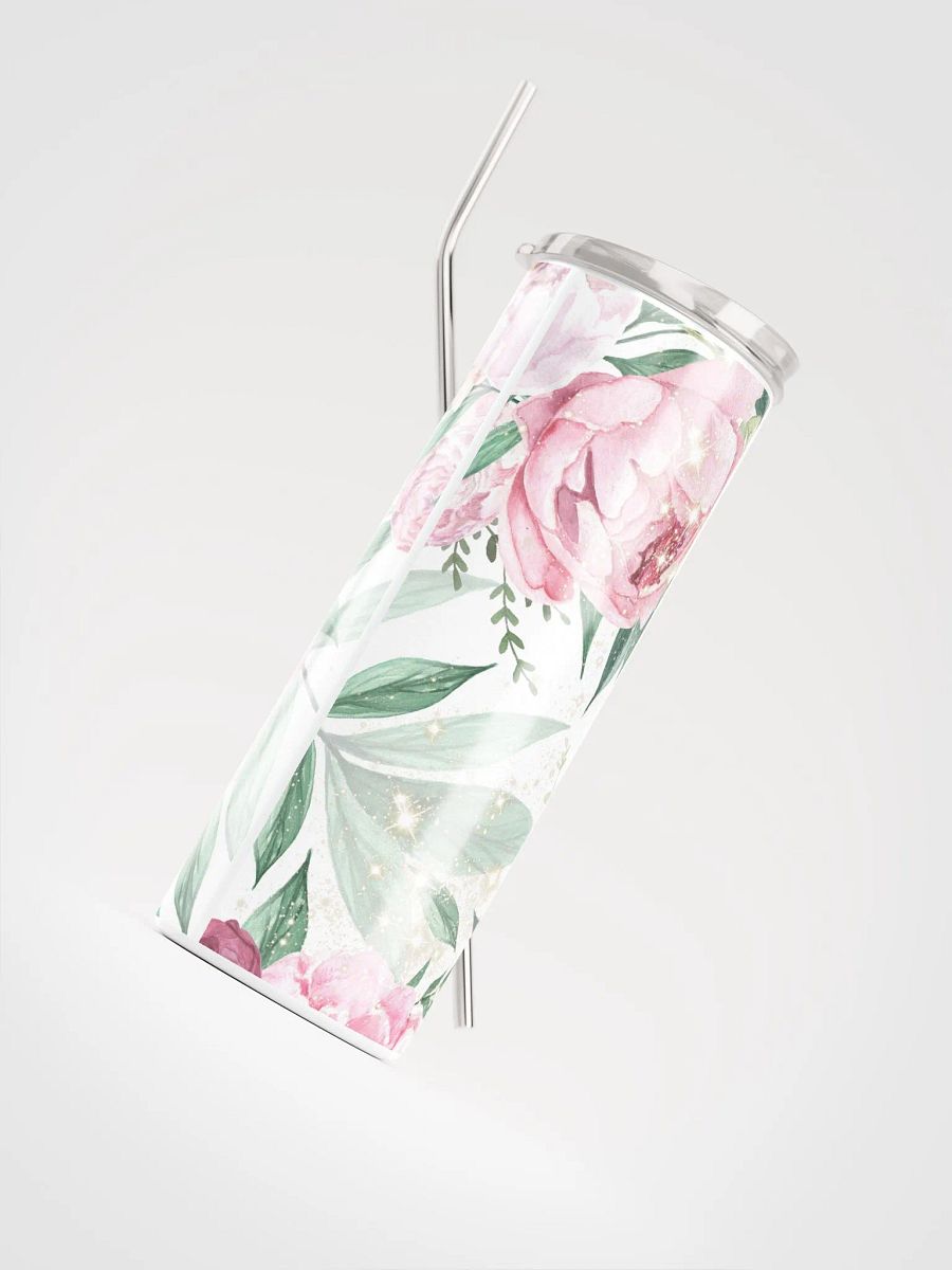 Sparkle in Style: Floral Glitter Stainless Steel Tumbler - Light Pink product image (4)