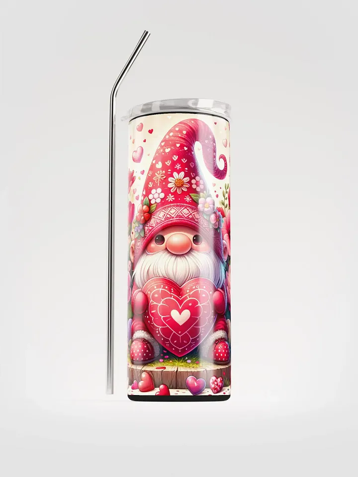 Valentine's Gnome Hearts & Flowers Stainless Steel Tumbler: Gifting Love product image (1)