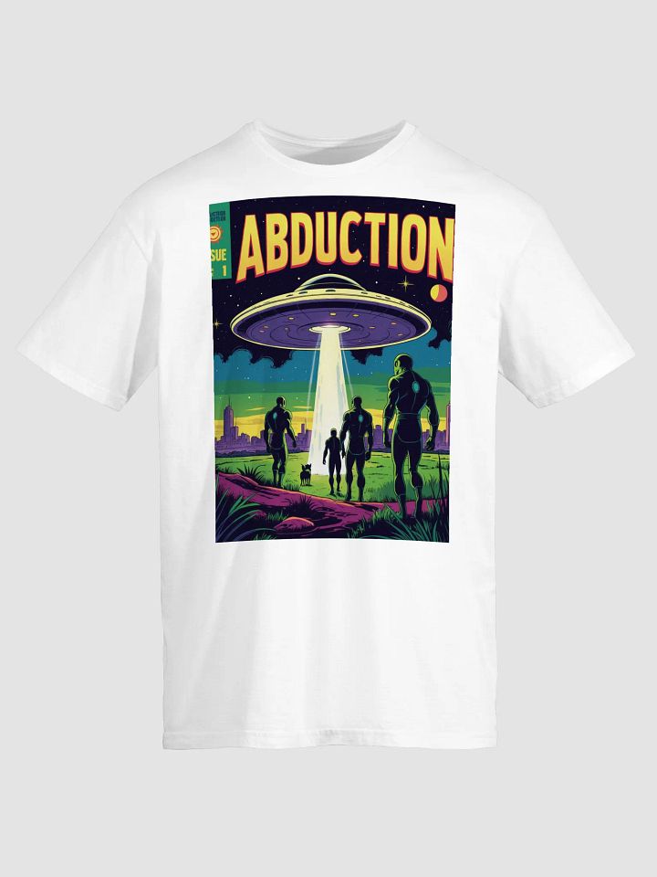 1970s Sci-Fi Comic T-Shirt – Retro Alien Abduction Art product image (2)