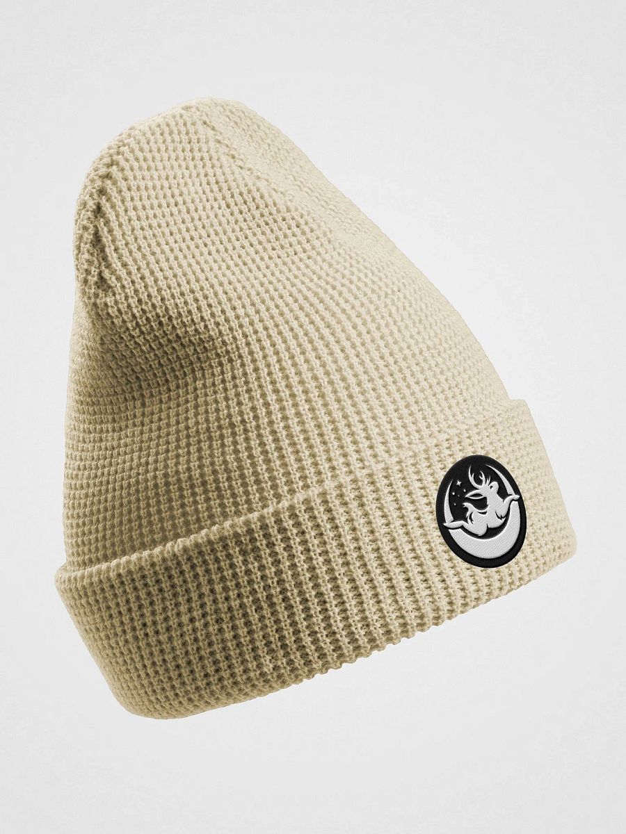 Black Embroidered Moonbound Waffle Knit Beanie product image (6)