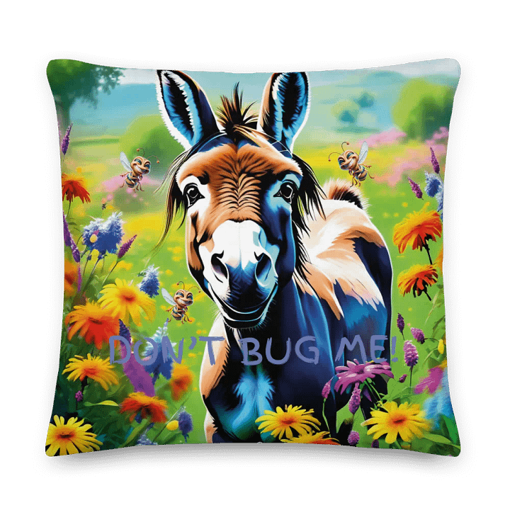Whimsical Donkey & Flower Field Pillow product image (2)