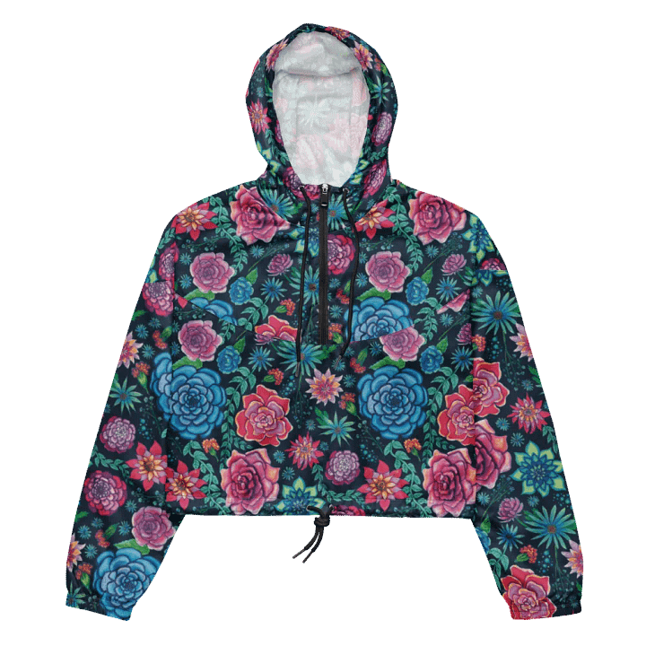Bold Coastal Blooms | Women’s Cropped Windbreaker | Bold, Floral & Adventure-Ready product image (2)