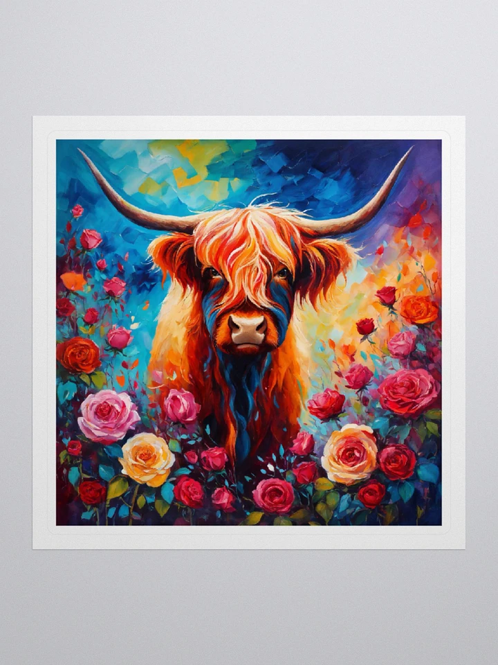 Acrylic Rose Field Highland Cow Sticker product image (2)