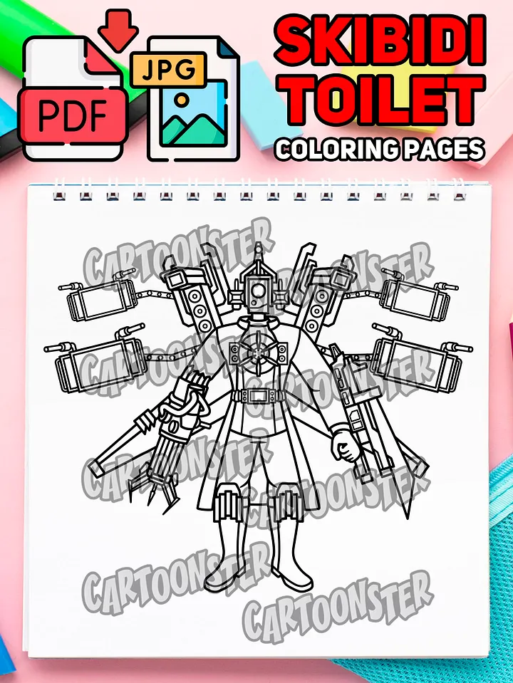 New Camera + TV + Speakerman from Skibidi Toilet Garry's Mod | Coloring Page | Printable PDF & JPG product image (1)