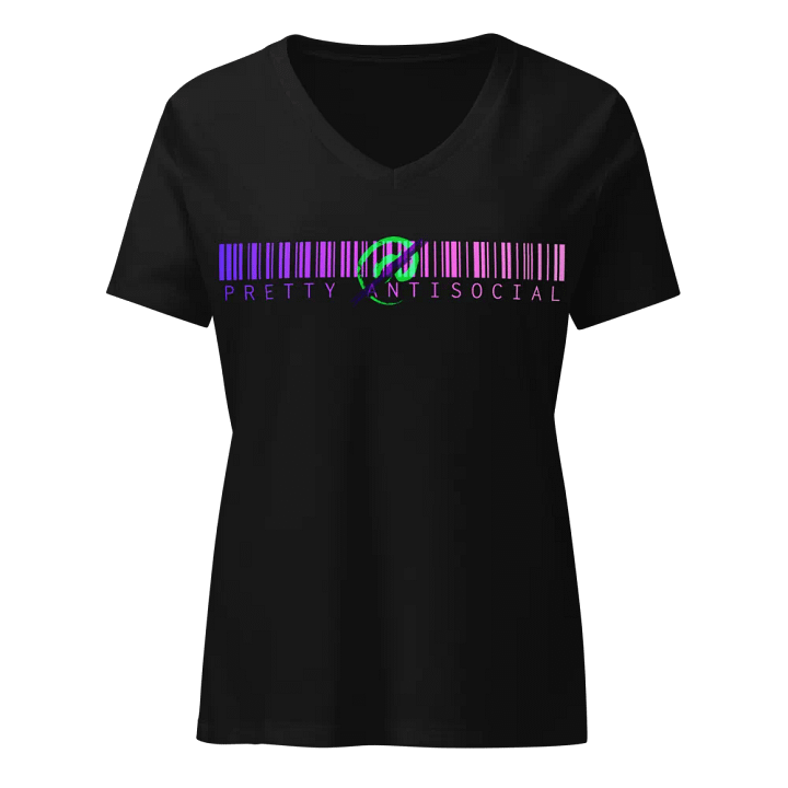 Pretty AntiSocial Ladie's Barcode Logo V-Neck Shirt product image (1)