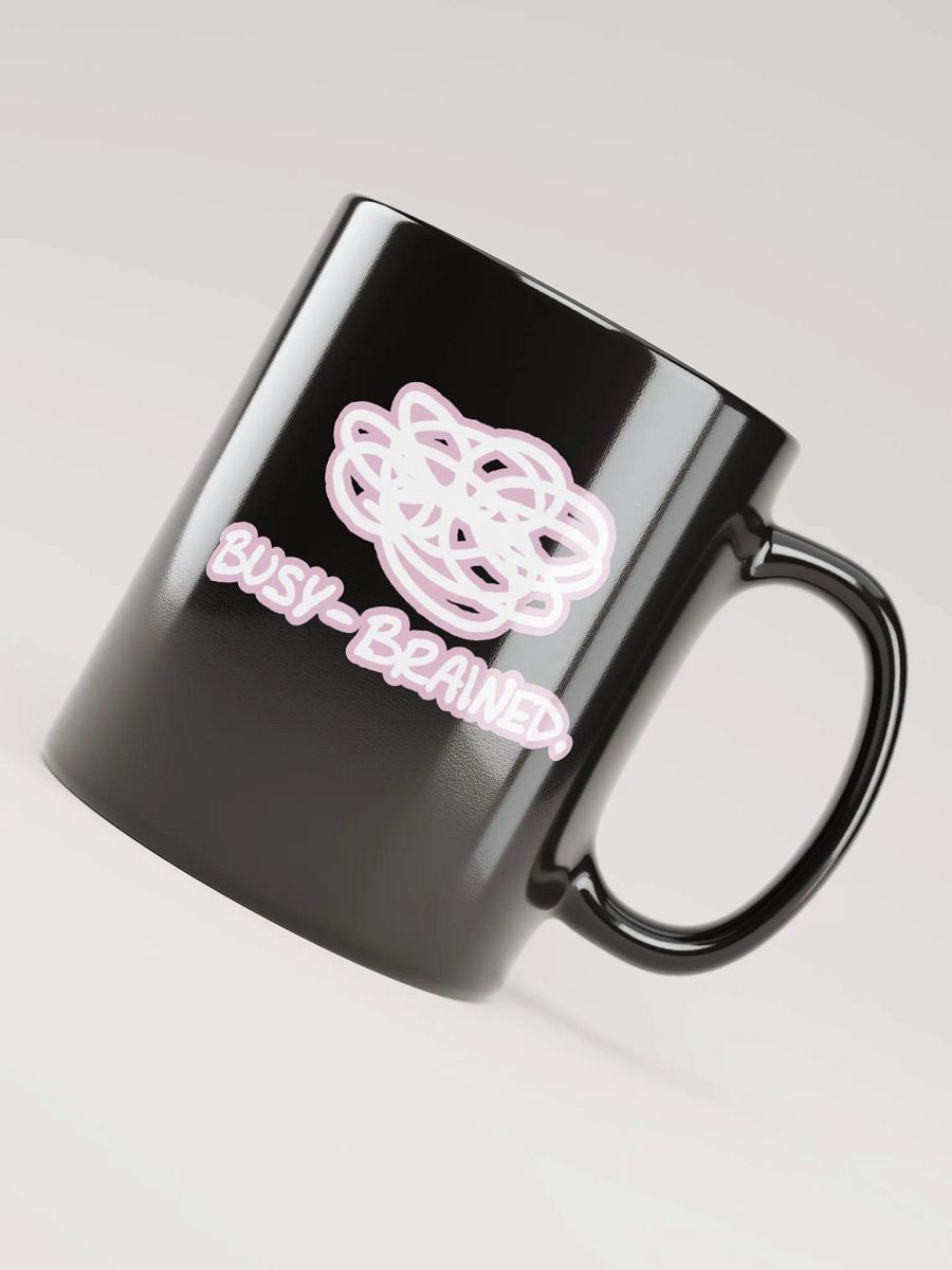 *not* mentally linear (lined design, #E1B9CE) glossy black mug product image (5)