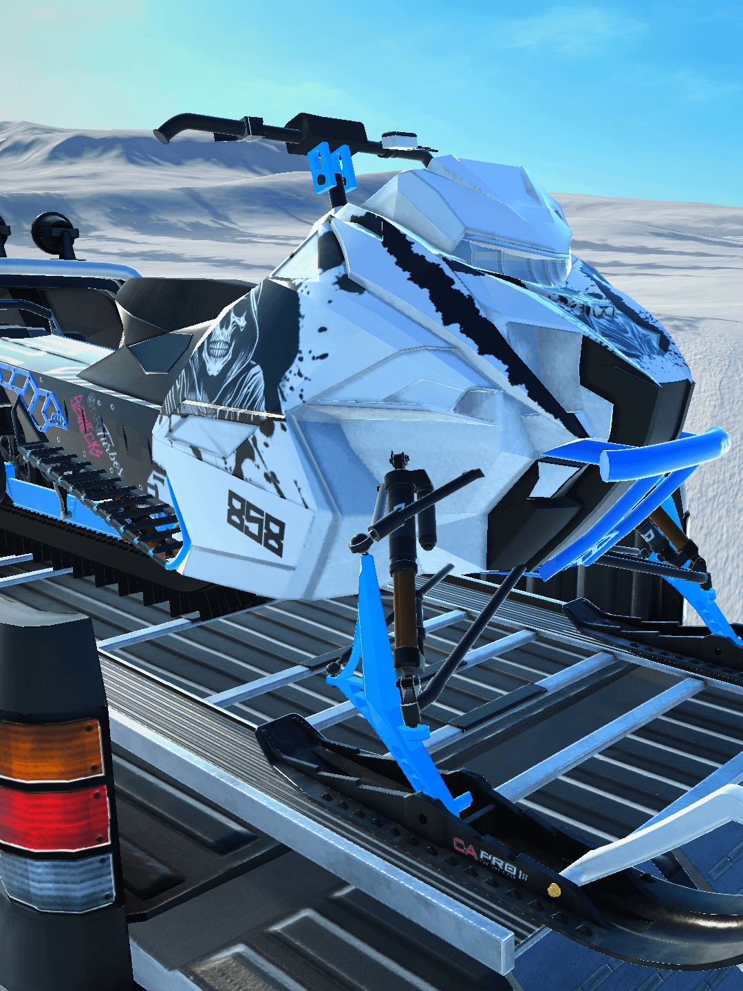Catalyst 858 Wreker Wrap black and white with 509 suit and dark gauges and suspension product image (2)