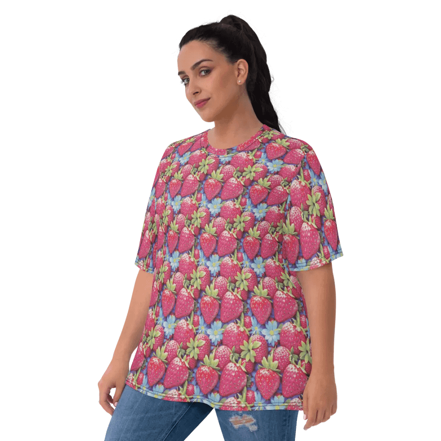 Cute Strawberry Pattern All Over Print T-shirt product image (3)