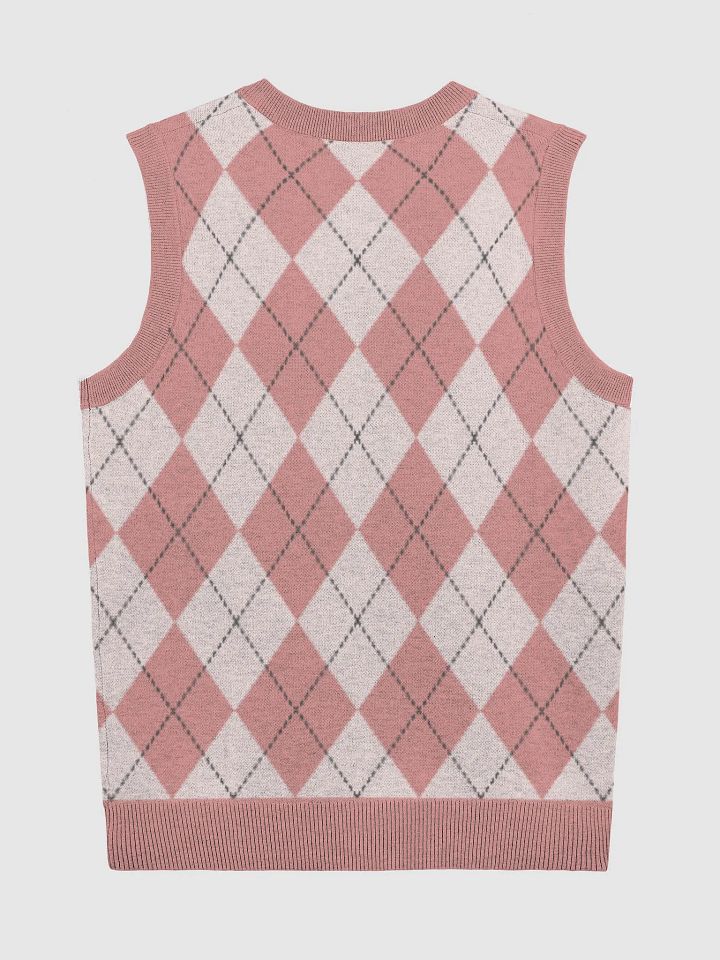Pink Crossed Diamonds Knitted Vest product image (2)