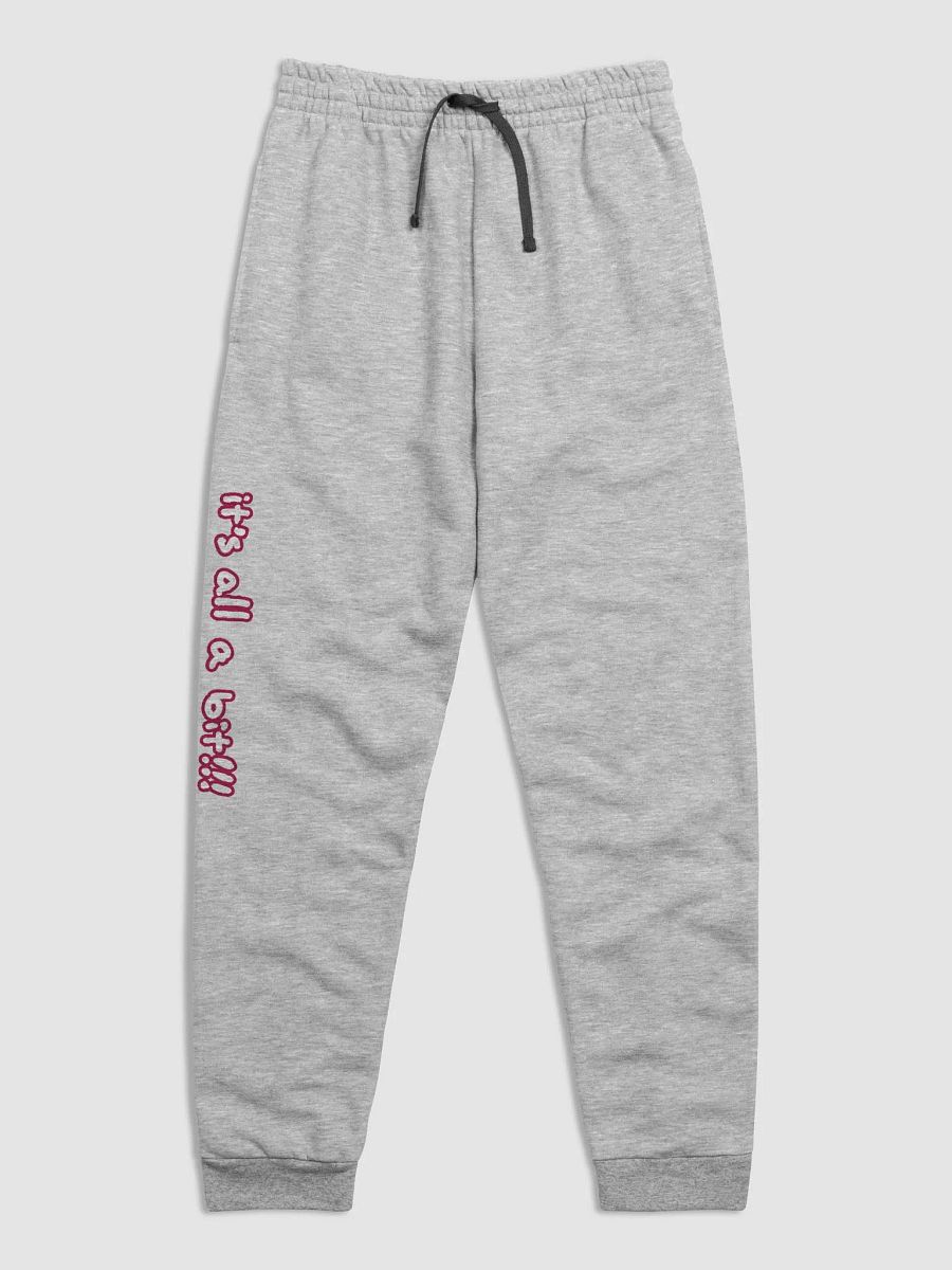 “It’s all a bit!!!” (long lined design, #A6073C) unisex joggers product image (1)
