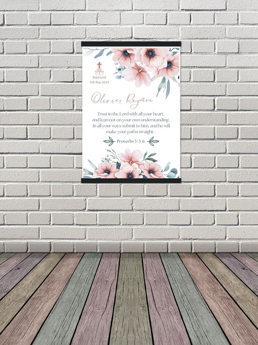 Water Colour Big Pink Flowers Baptism Canva Template product image (7)