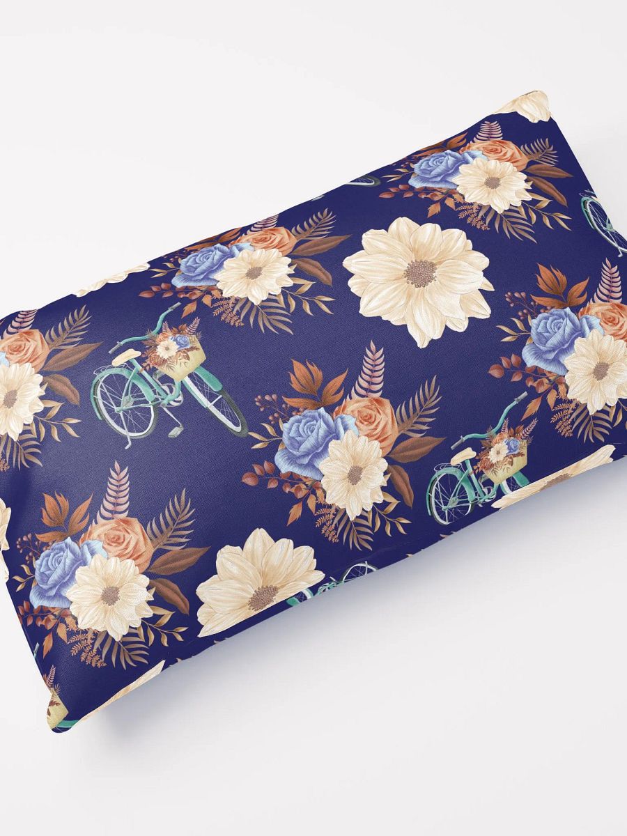 Retro Blue Blossom Throw Pillow product image (11)