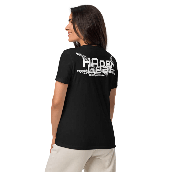 Women's Relaxed V-Neck T-Shirt - White HApex Gear Black Logo product image (13)