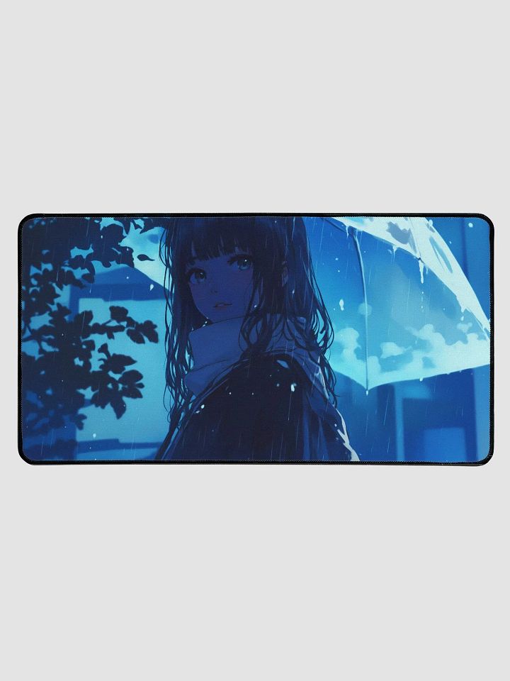 Anime Girl in the rain at night desktop mat product image (1)